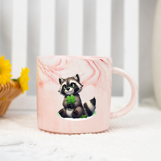 St. Patrick's Day Raccoon Revelry Marble Mugs