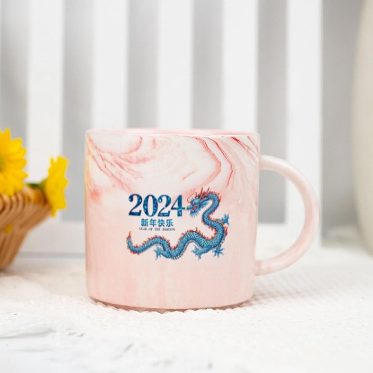 Dragon's Roar: Year of the Dragon 2024 Red Marble Mugs