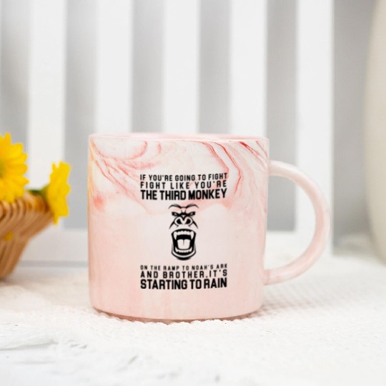 Fight Like The Third Monkey On Noah s Ark Marble Mugs