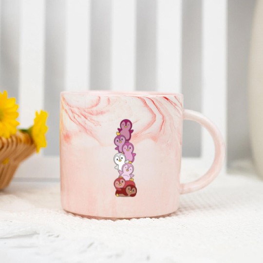 Lipstick Lesbian Flag Pride Lgbtq Cute Penguin Marble Mugs