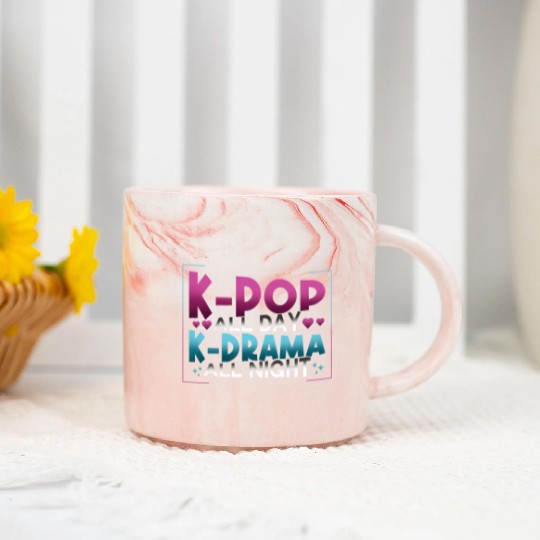 K-Pop All Day K-Drama All Night K-Drama Marble Mugs