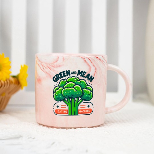 Broccoli: Green and Mean Eating Machine Marble Mugs