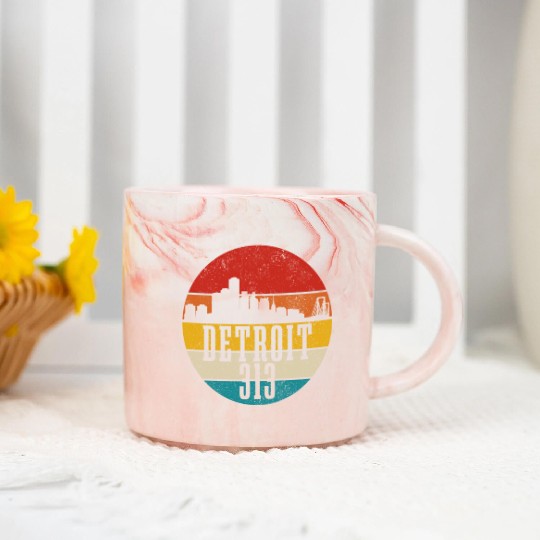 Detroit Michigan Motor City USA Marble Mugs