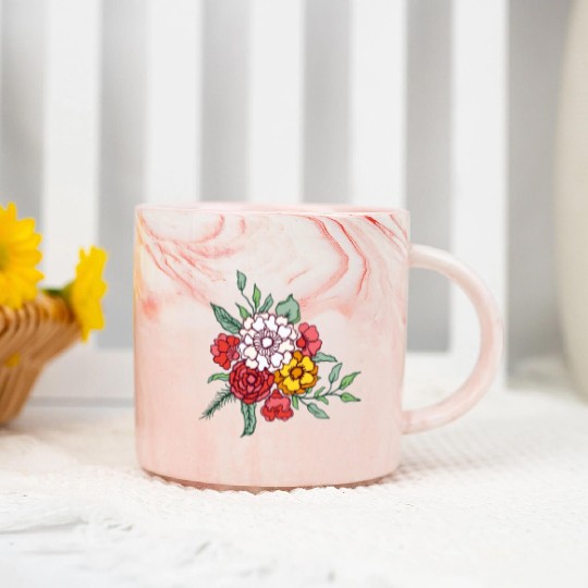 Flower Design: Blossom with Elegance Marble Mugs