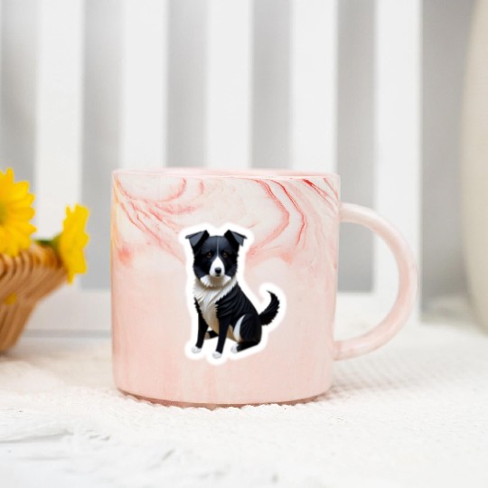 Origami Border Collie Marble Mugs