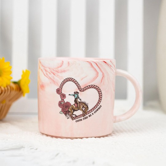 Cupid Find Me A Cowboy Marble Mugs