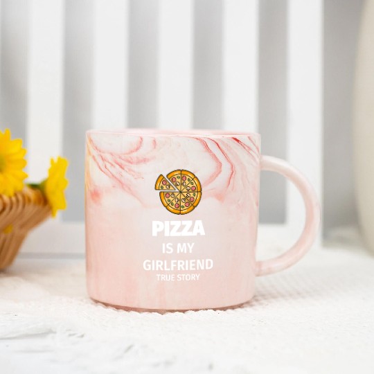 PIZZA is my Boyfriend - Girlfriend True Story Marble Mugs