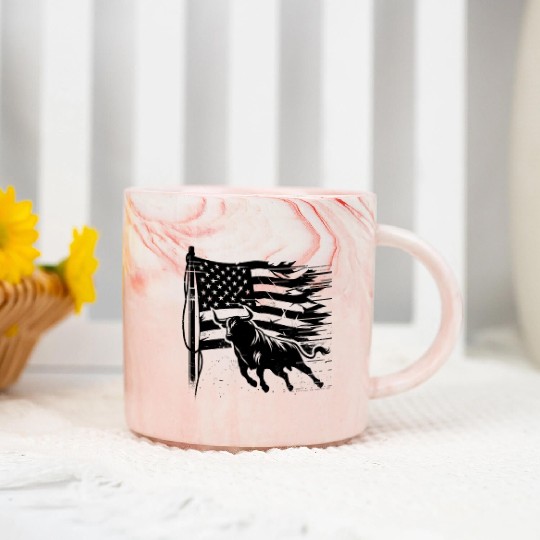 Rodeo Bull Riding Livestock Show Farmer Cattle Marble Mugs