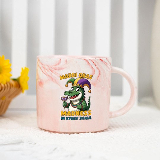 Mardi Gras Crocodile Masquerade Lover Marble Mugs