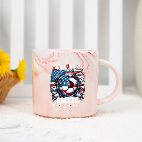 2024 I Love Soccer: Patriotic Passion Marble Mugs