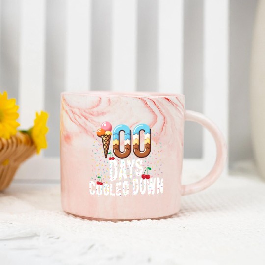 School Marble Mugs, 100 Days Cooled Down Ice Cream With