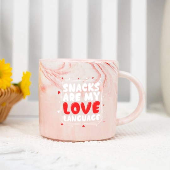 Snacks Are My Love Language Funny Valentines Day Marble Mugs