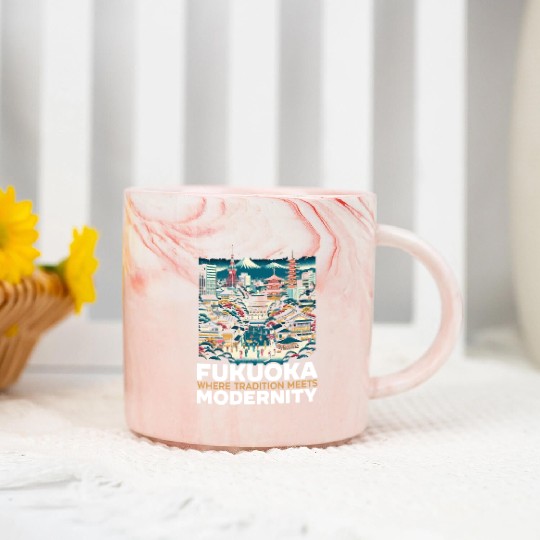 Fukuoka Japan Country Travel Vacation Japanese Marble Mugs