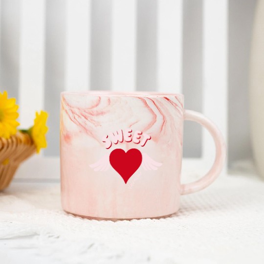 Sweet Valentine Valentine's Day Heart Cupid Wings Marble Mugs
