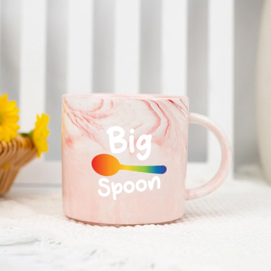 Big Spoon LGBT Pride Gay Lesbian Couple Matching Marble Mugs