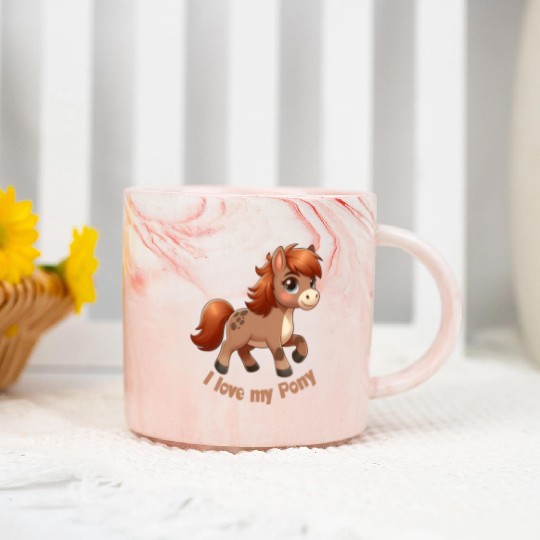 I Love my pony comic Marble Mugs