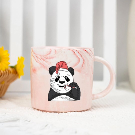 Panda Candy Cane Pastry Maker Gift Marble Mugs