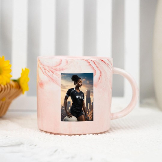 Beautiful Black Woman Football Detroit article Marble Mugs