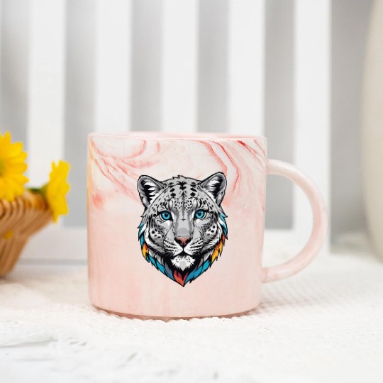 Majestic Snow Leopard Portrait - Exotic Wildlife Marble Mugs