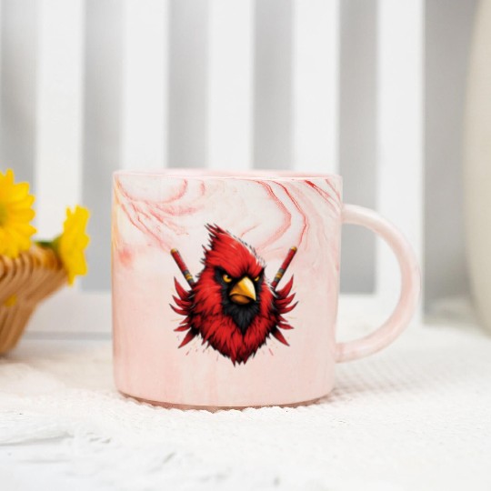 Red Northern Cardinal As Ninja Symbol Of Bravery Marble Mugs