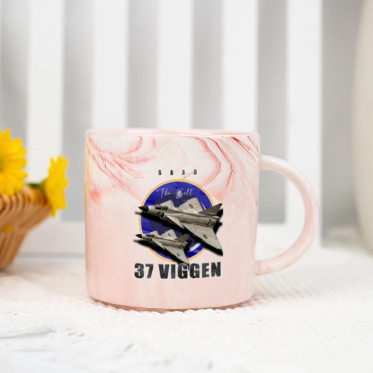 Saab 37 Viggen Swedish Multi Combat Aircraft Marble Mugs