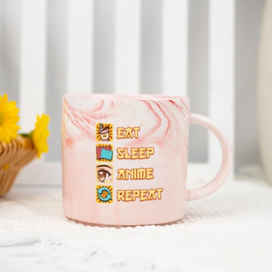 funny eat sleep anime repeat the perfect presents Marble Mugs