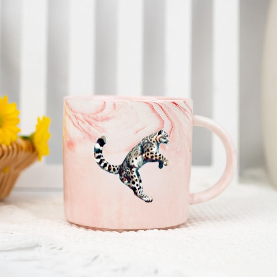 Snow Leopard Leopard White Leopard Marble Mugs