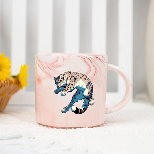 Snow Leopard Leopard White Leopard Marble Mugs