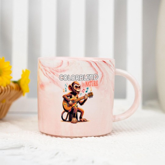 Colorblind by Nature, Melodic Monkey Strums Marble Mugs