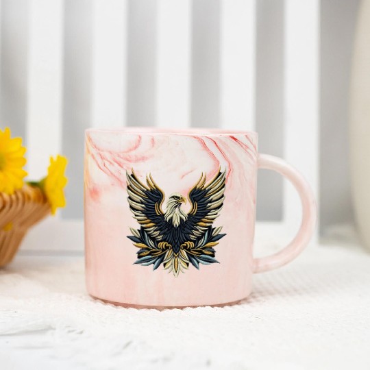 Regal Eagle Wings Embroidered Marble Mugs