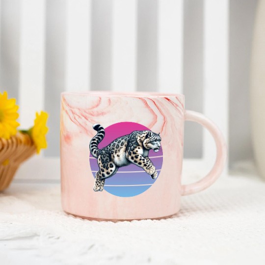 Snow Leopard Leopard White Leopard Marble Mugs