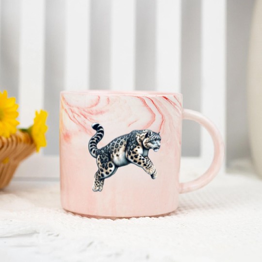 Snow Leopard Leopard White Leopard Marble Mugs