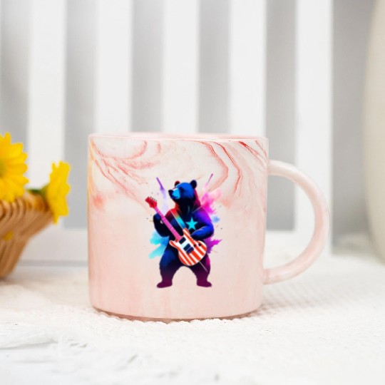 Merica Bear - Rock'n Out! Marble Mugs