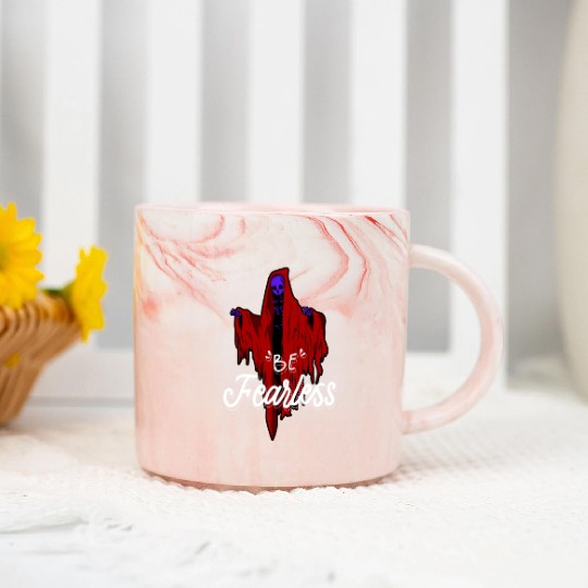 Skull Skeleton Horror Be Fearless Logo Marble Mugs