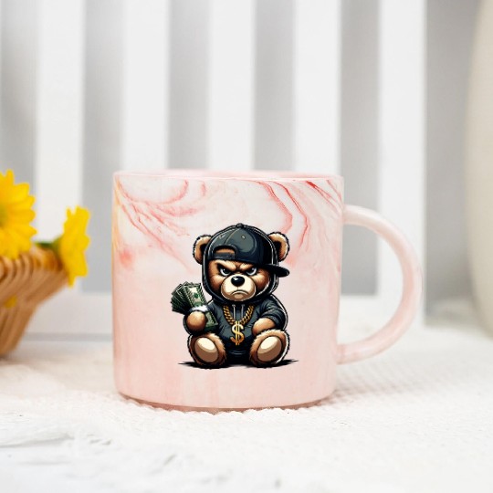 streetwise teddy bear with money Marble Mugs