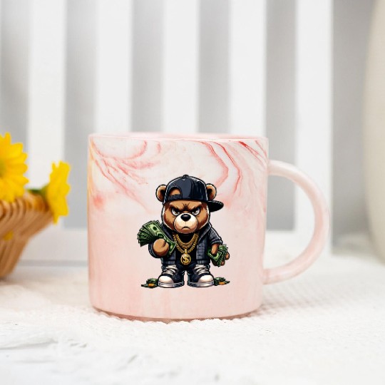 teddy bear with money Marble Mugs