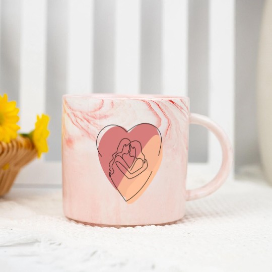 Lesbian Couple in Heart Marble Mugs