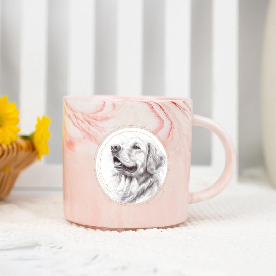 Golden retriever portrait pencil sketch Marble Mugs