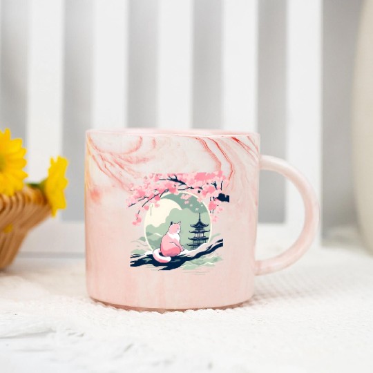 Sakura Serenity Marble Mugs