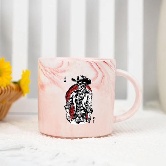 Weird Wild West: Aces High Skeleton Cowboy Marble Mugs
