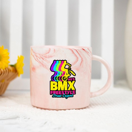 1980's BMX Freestyle Street Legend - Retro Cycling Marble Mugs