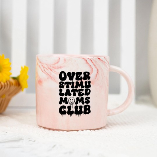 overstimulated moms club Marble Mugs