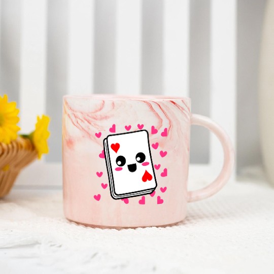 Kawaii Playing Card Hearts Marble Mugs