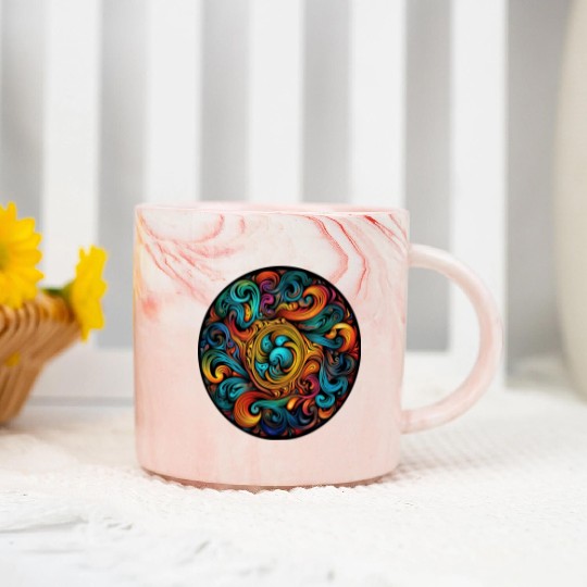 Abstract Spectrum Spiral Marble Mugs