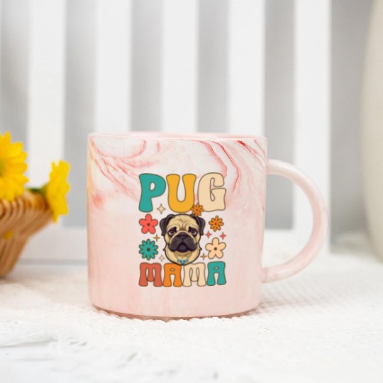 Groovy Pug Mom Female Dog Lover Marble Mugs