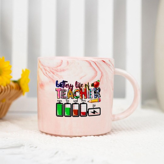 battery life of teacher Marble Mugs