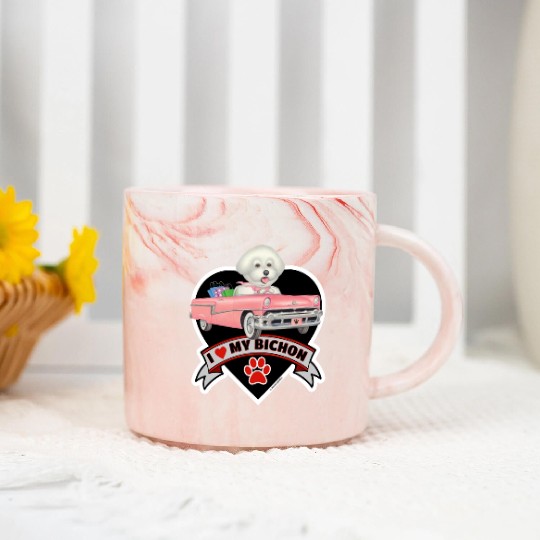 A cute I love my Bichon Frise Dog Marble Mugs