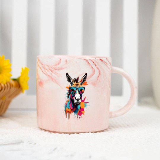 artistic unique donkey design with sun glasses Marble Mugs