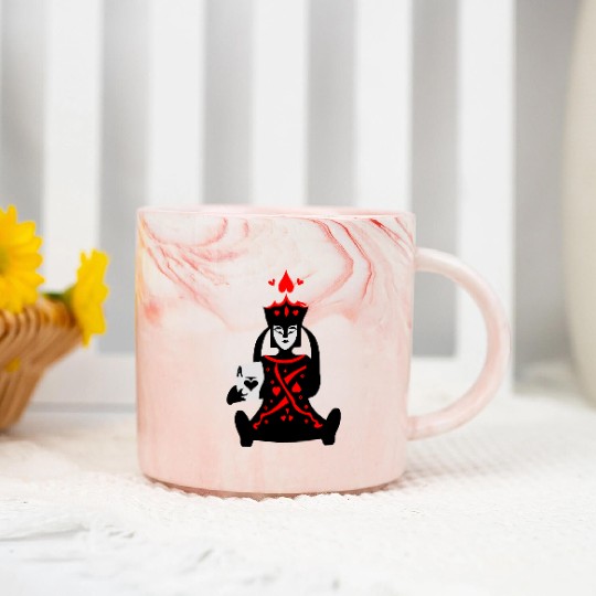 Queen of Hearts Holds Ace of Spades Vector 3 Color Marble Mugs