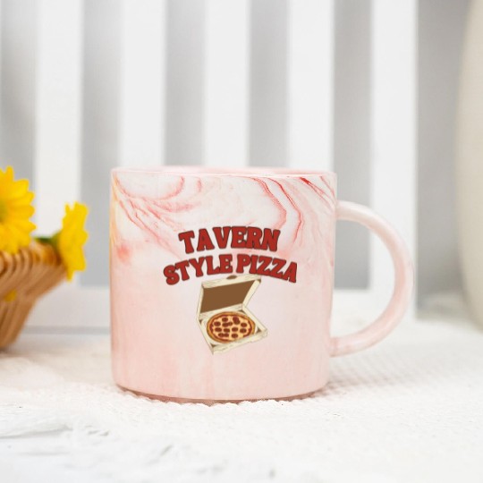 Chicago Square Cut Tavern Style Pizza Design Marble Mugs
